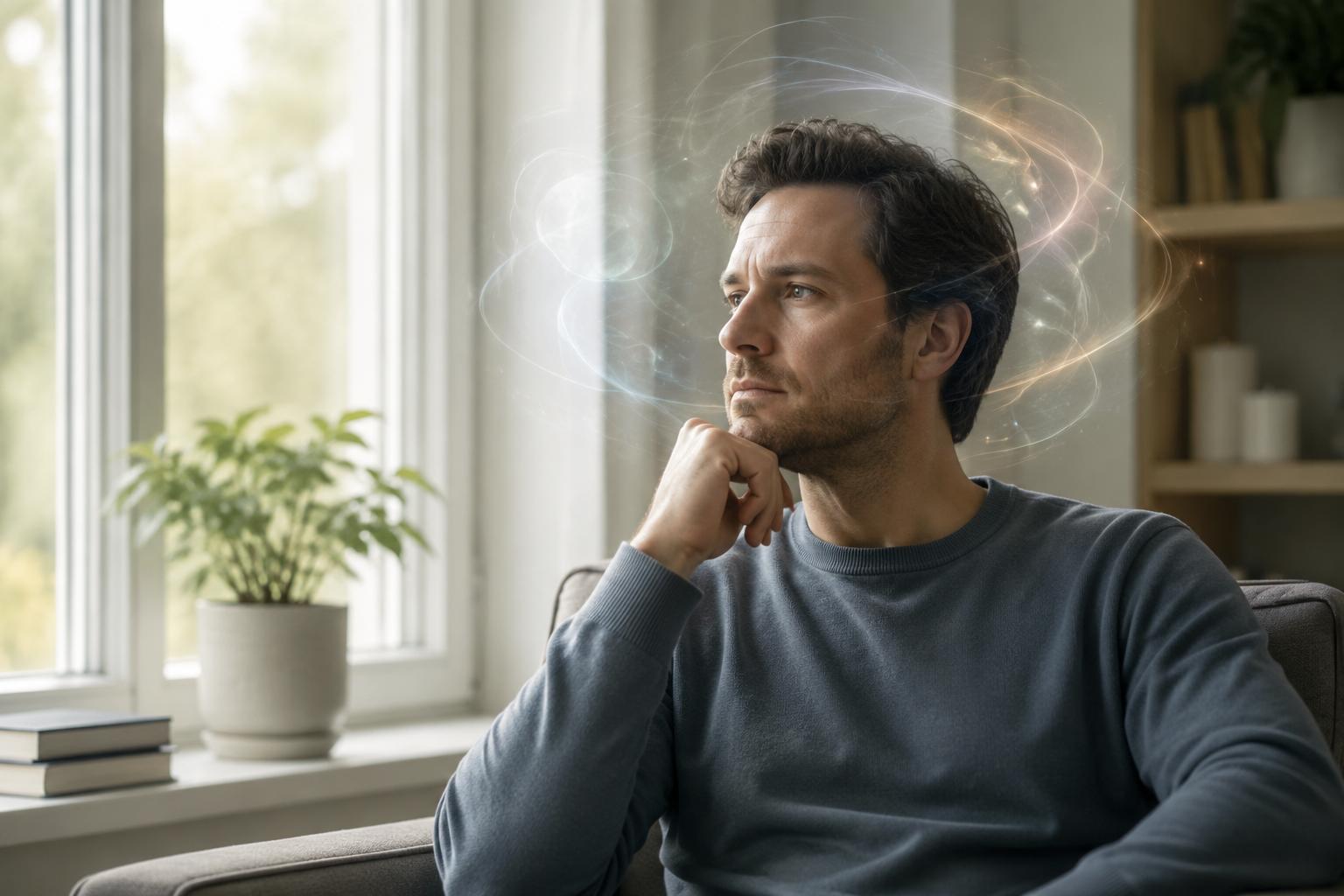 Лечение галлюцинаций Мужчина задумчиво смотрит в окно